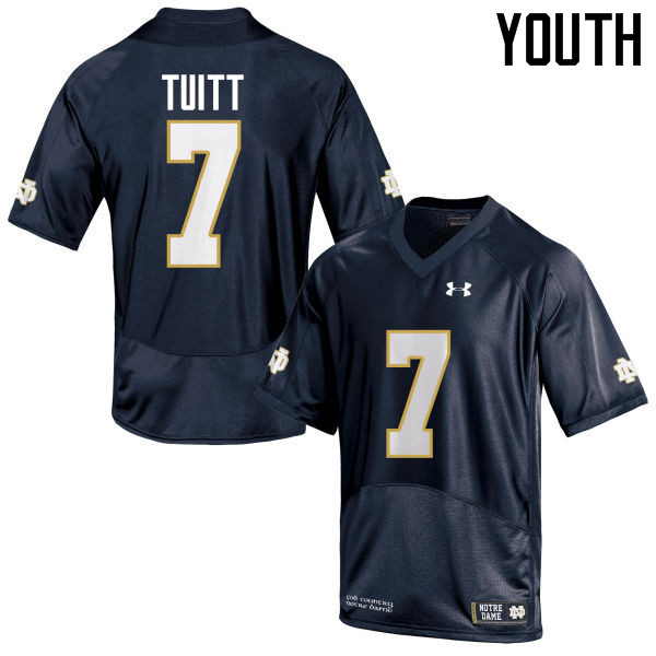 Youth NCAA Notre Dame Fighting Irish #7 Stephon Tuitt Stitched College Under Armour Authentic Navy Blue Football Jersey FO10V31CW